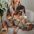 thumbnail image 6 of Pofeuu Abstract Lion Painting Print Womens Pajamas Set Long Sleeve Sleepwear Button Down Nightwear Soft Pj Lounge Sets Button Down Pajamas Women-X-Large, 6 of 7
