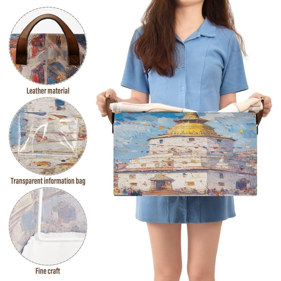 BZSMCE Collapsible Fabric Cube Storage Bins Swayambhunath Tower Painting Design Pattern Storage Box