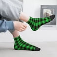 thumbnail image 5 of Goofa Buffalo Plaid Green Black Pattern Non Slip Socks with Grips for Elderly, Crew Socks Yoga Hospital Socks Cushioned Sole Gripper Socks for Men Women, 5 of 5