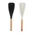 thumbnail image 2 of Uxgjfwu Wooden Handle Non Stick Safe Cooking Spoon Set, 2 Piece Black and White Utensils for Mixing, Scraping, Stirring, Heat Resistant and Gentle on Cookware, 2 of 9