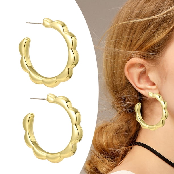 Pendientes de Aro Yinane Moda Elegante Ligeros 4x4cm