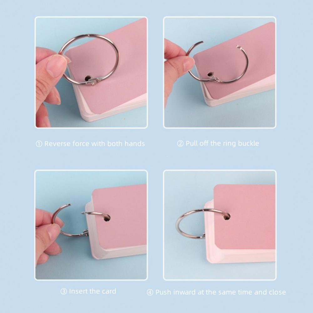 Esaierr 4PCS Student Card Blank Pages Card Ring Fastening Cardstock Portable Carry-on Notepad