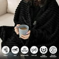 thumbnail image 4 of Queen Size Blanket, 230GSM Extra Soft Lightweight Bed Blanket with Strip , Plush Fuzzy Cozy Throws for Couch, Bed, Sofa Cozy, Warm and Breathable, 90x90" Black, 4 of 7