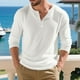 thumbnail image 5 of pstuiky camisetas de manga larga para hombre, Top informal holgado de color liso con medio botón, mangas largas y cuello redondo para hombre tops de invierno para hombre m, 5 of 9