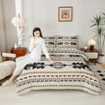 thumbnail image 4 of jejeloiu Vintage Aztec Geometric Full Size Comforter Sets,Boho Bohemain Geometrry Bedding Comforter Set,Beige Black Brown Bedding Sets,Super Cozy Room Decor Reversible,3-Piece, 4 of 8