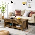 thumbnail image 3 of Alden Design 47.5" Lift Top Coffee Table with 2 Storage Compartments, Rustic Brown, 3 of 11