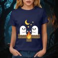 thumbnail image 6 of TOWED22 Halloween T Shirt Women Crew Neck Short Sleeve Cute Bow Ghost Graphic T Shirts - Spooky Print Loose Top Funny Fashion Clothes(Navy,XXL), 6 of 8