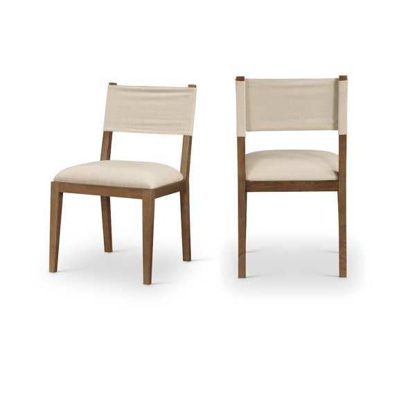 Meridian Furniture Avon Beige Linen Textured Fabric Dining Side Chair, Set of 2