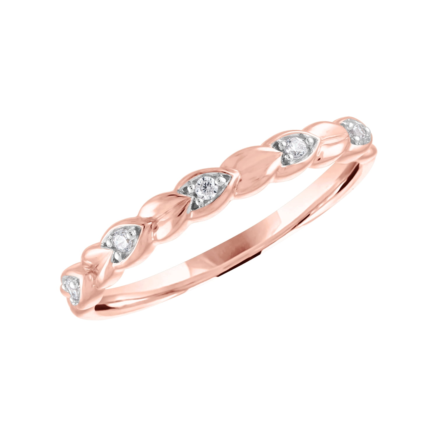 14kt Rose Gold Plated Diamond Accent Stackable Heart Ring