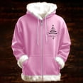 thumbnail image 2 of IWRICH Jackets Zip up Christmas Hoodies for Men and Women Graphic Long Sleeve Xmas Fuzzy Trim Sweatshirts Pink 2XL, 2 of 3