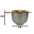 thumbnail image 2 of Set of 2 Ottoman Silver Plated Ramen Noodle Bowls W/ Chopsticks Orange Floral, 2 of 10