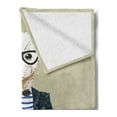 thumbnail image 2 of Hipster Soft Flannel Fleece Throw Blanket, Hilarious Sketch of Cool Posed Animal with a Blazer Modern Theme, Cozy Plush for Indoor and Outdoor Use, 60" x 80", Pale Khaki and Multicolor, by Ambesonne, 2 of 5