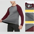 thumbnail image 6 of VSSSJ Mens Sport Compression Shirt Fitness Color Block Long Sleeve Raglan Shirt Comfortable Stretchy Breathable Workout Athletic Tops Wine S, 6 of 6
