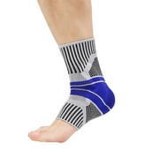 Orthomen Ankle Compression Sleeve Support Brace for Women & Men Plantar Fasciitis Achilles Tendonitis Joint Heel Pain Relief (Blue/M)