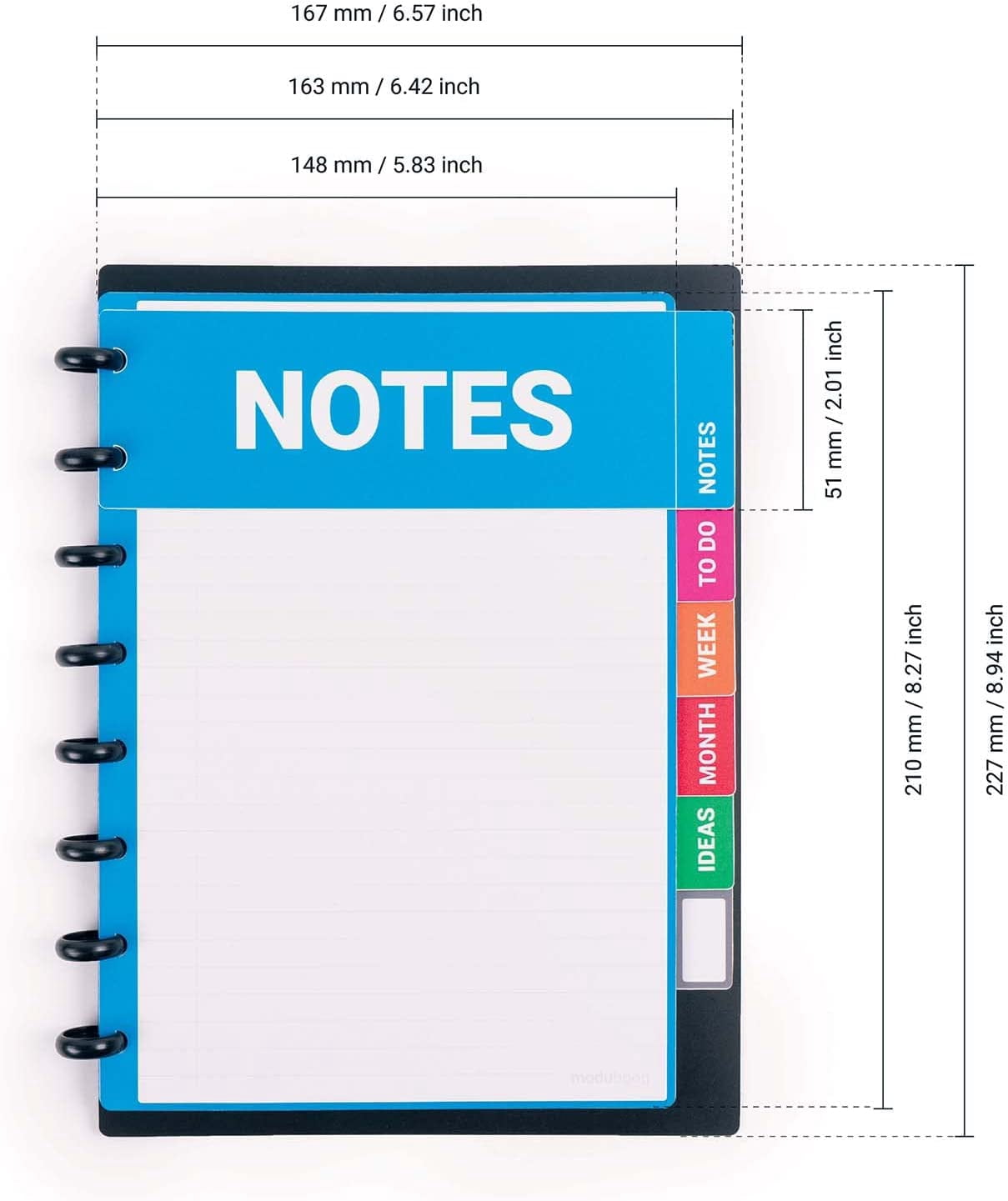 Reusable  Notebook A5 with Tabs & Discbound System - 40 Erasable Pages,  Tech3, Washable, Includes Pen & Cleaning Kit for Journaling and Planning