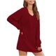 thumbnail image 1 of Vestido de suéter de punto de manga larga con cuello redondo sólido informal a la moda para mujer Fridja  NMB2196, 1 of 8