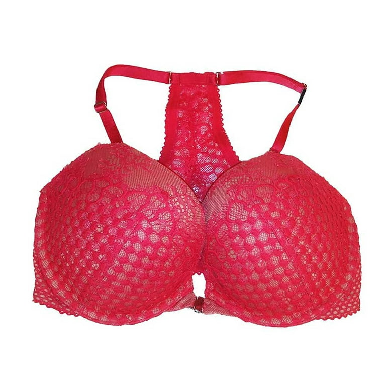 Victoria's Secret Very Sexy Push-up Bra Red Lace Front Close 32DD