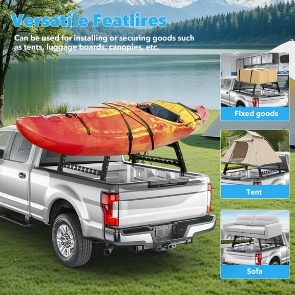 IMIKEYA 1Set Heavy Duty Black Truck Bed Rack with Multiple Predrilled Holes for Cargo