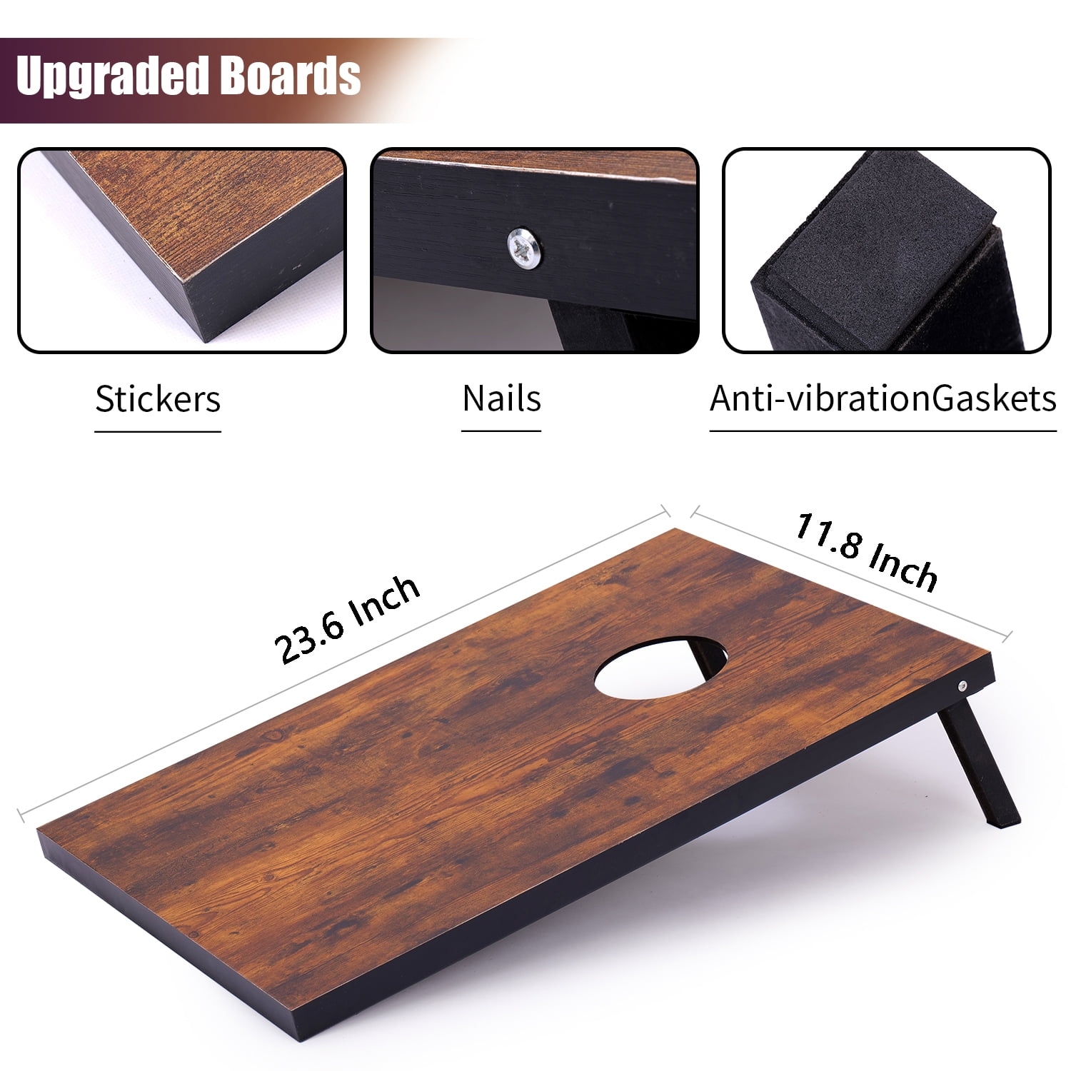 Cometoss Cornhole Set 3'x2' Outdoor Game,Yard Games-Includes 2 MDF Wood Boards 35.4x23.6 Inch,8 12 Ounce Corn Hole Bean Bag Cornhole Set (Burning Wood)