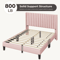 thumbnail image 6 of Renwick Queen Upholstered Platform Bed Frame with Channel Tufted Headboard, Pink, 6 of 10