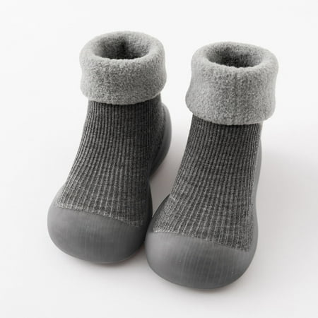 

Slipper Socks Non-Skid Walking Shoes Indoor Warm Knit Soft Sole Rubber Cotton Toddler Shoes Baby Prewalker Shoes for Girls