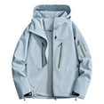 thumbnail image 2 of EchfiProm Womens Softshell Jacket Waterproof Zip-up Sky Blue Hiking Windproof Hooded Multipocket Mid-Weight Coat, 2 of 3