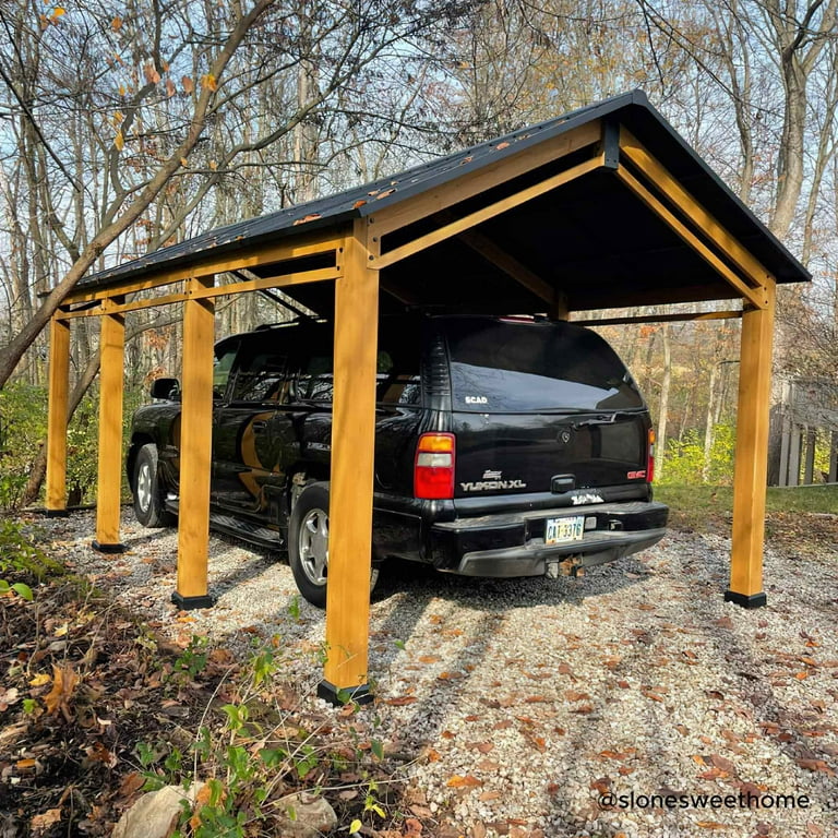 VEIKOUS 20' x 12' Outdoor Carport, Galvanized Metal Heavy Duty Garage Car  Storage Shelter, Grey
