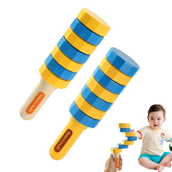 True Balance Toy, Balance Challenge Set, Set of 2 Handheld Balancers, Hand Eye Coordination Sensory Challenge Game, Balancer Toy for Stress Relief, Brain Training Family Fun (2PC-MIX)