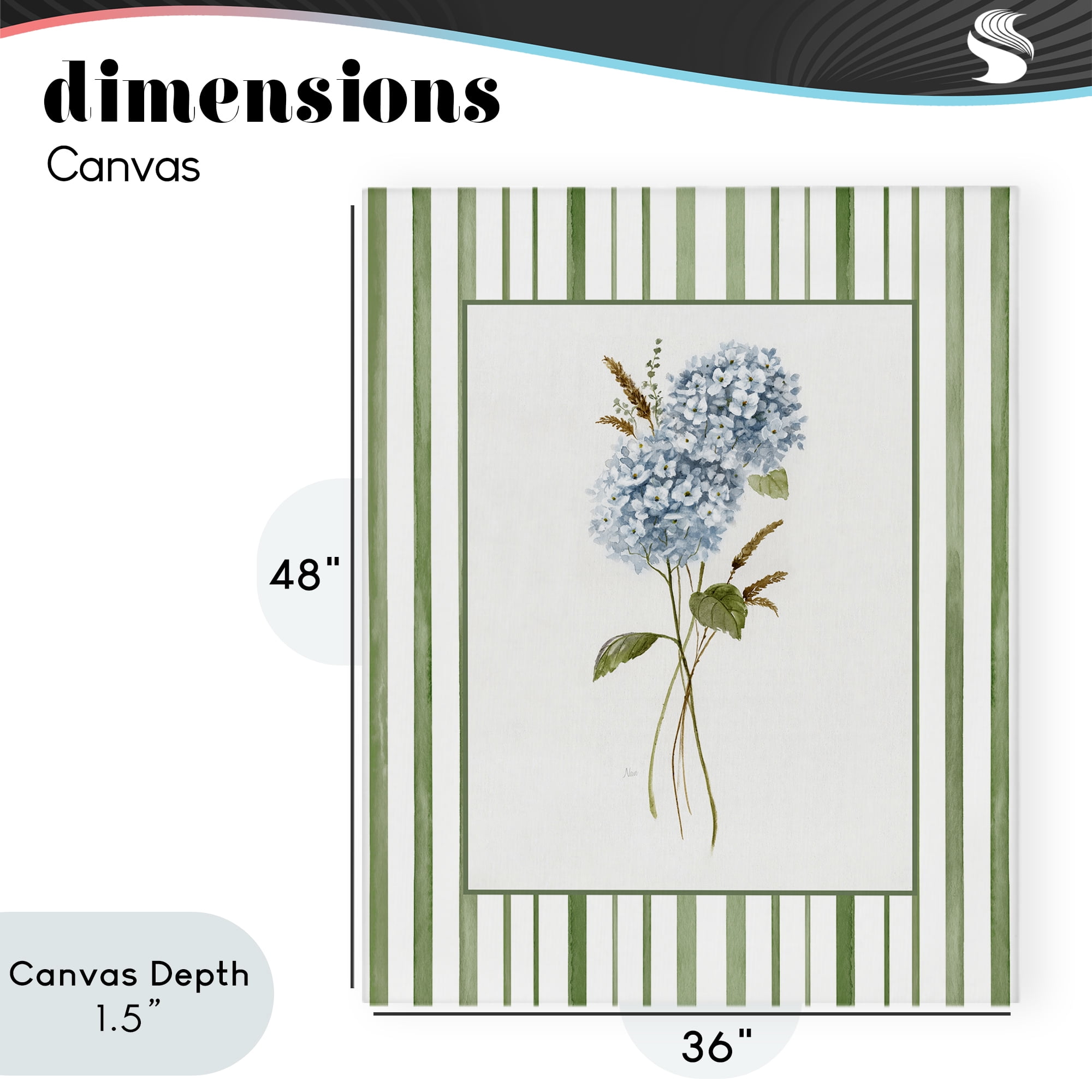 Stupell Industries Blue Hydrangea & Dried Wheat Canvas Wall Art, design by Nan