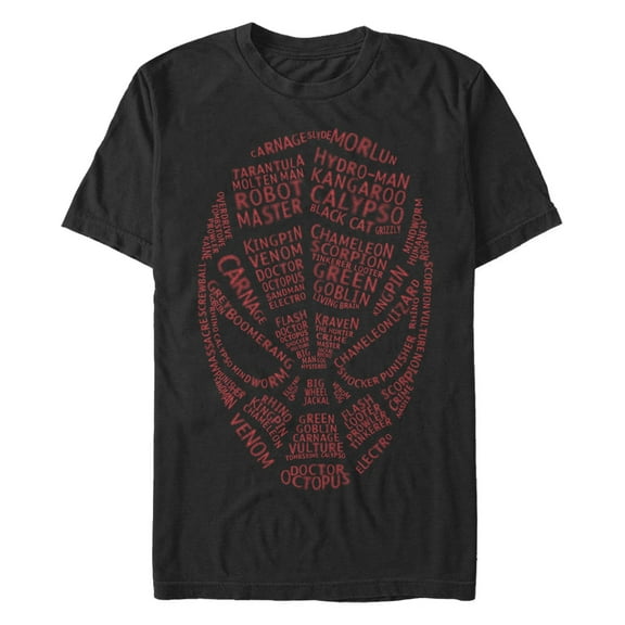 Men's Marvel Spider-Man Word Pattern Mask Graphic T-Shirt
