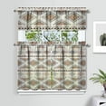 thumbnail image 2 of Kitchen Curtains 36 Inch Short - 3 Panel Set, Rod Pocket Window Curtain, Boho Floral Tribal Style, 100% Polyester for Farmhouse, Kitchen, Cafe, Bedroom, Easy Wash, 2 of 6