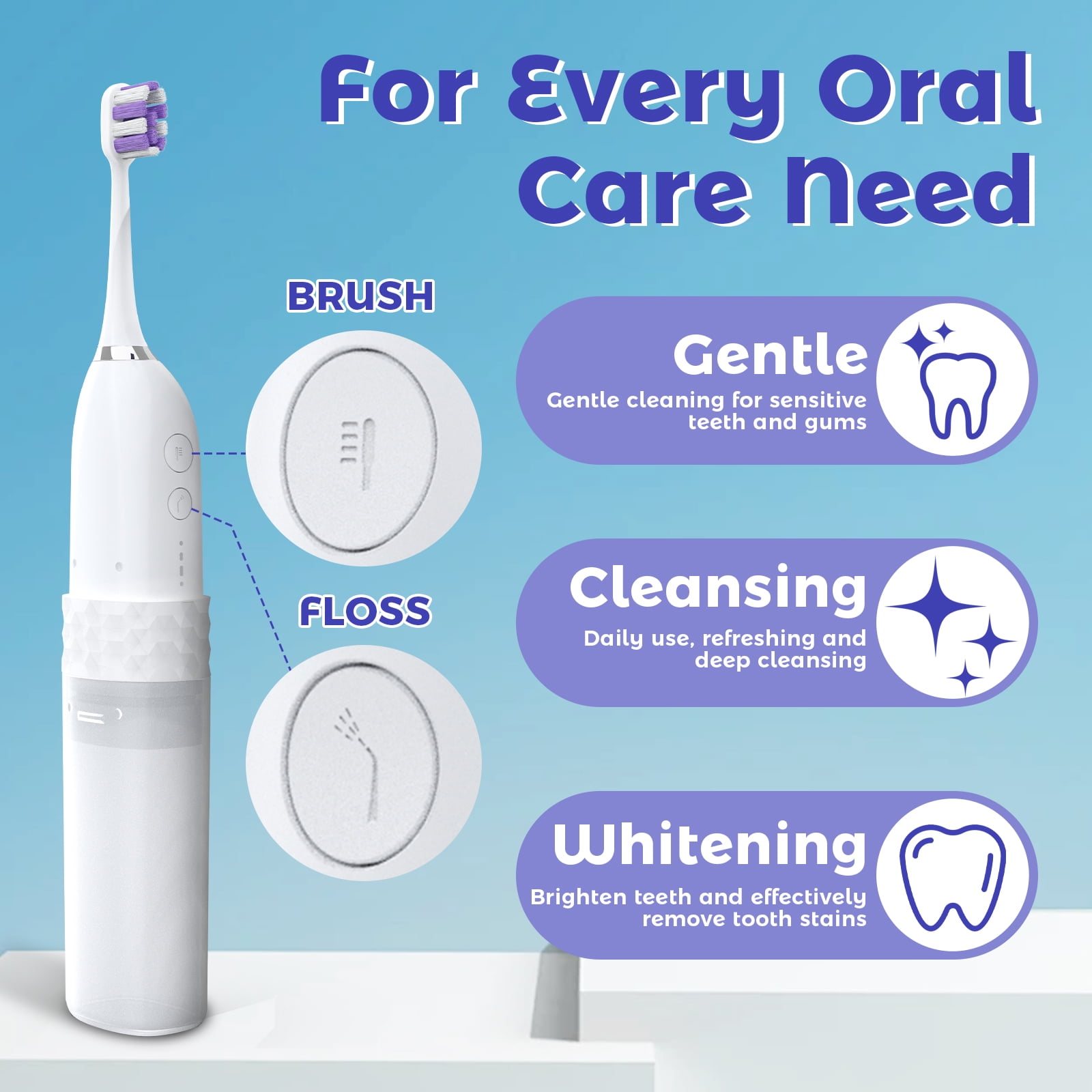 Vongem Portable Water flosser with Electric Toothbrush, 2 in 1 Oral Teeth Cleaning Kit, Electric Toothbrush and flosser Combo, Water Flosser for Travel and Home(White)