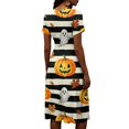 thumbnail image 5 of Halloween Dresses for Women Pumpkin Ghost Short Sleeve Funny Sundress Spider Webeb Castle V Neck Horror Midi Dresses, 3XL, 5 of 5