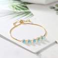 thumbnail image 3 of Gem Stone King 2.68 Ct Round Blue Apatite 18K Yellow Gold Plated Silver Tennis Bracelet for Women, 3 of 3