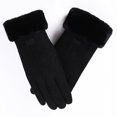 thumbnail image 2 of Velvet Thermal Touchscreen Gloves for Women, Windproof Winter Gloves for Driving Cycling Running, Soft Lined Comfort for Outdoor Activities(Black), 2 of 3
