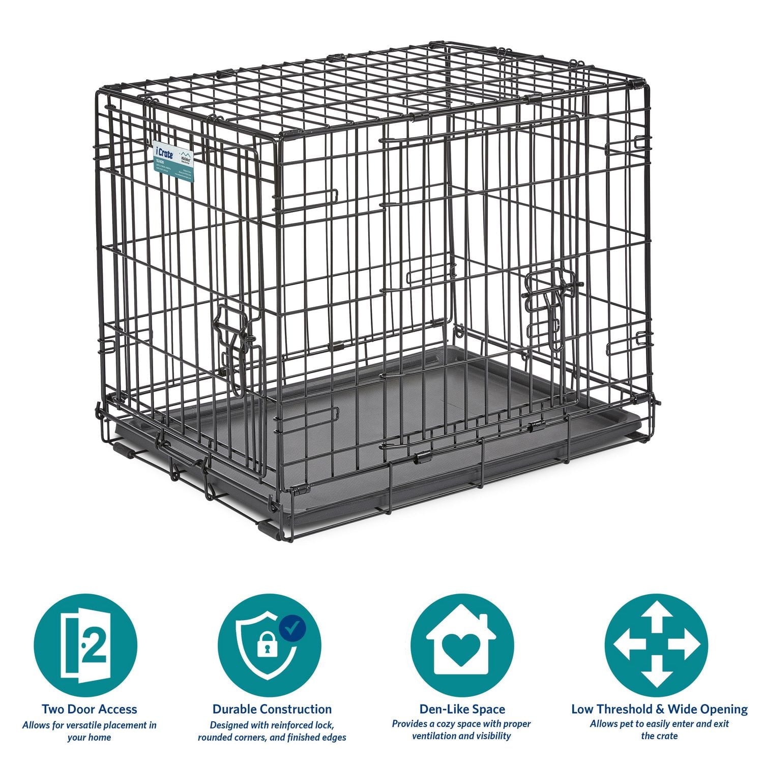MidWest iCrate Double-Door Folding Dog Crate with Divider Panel,