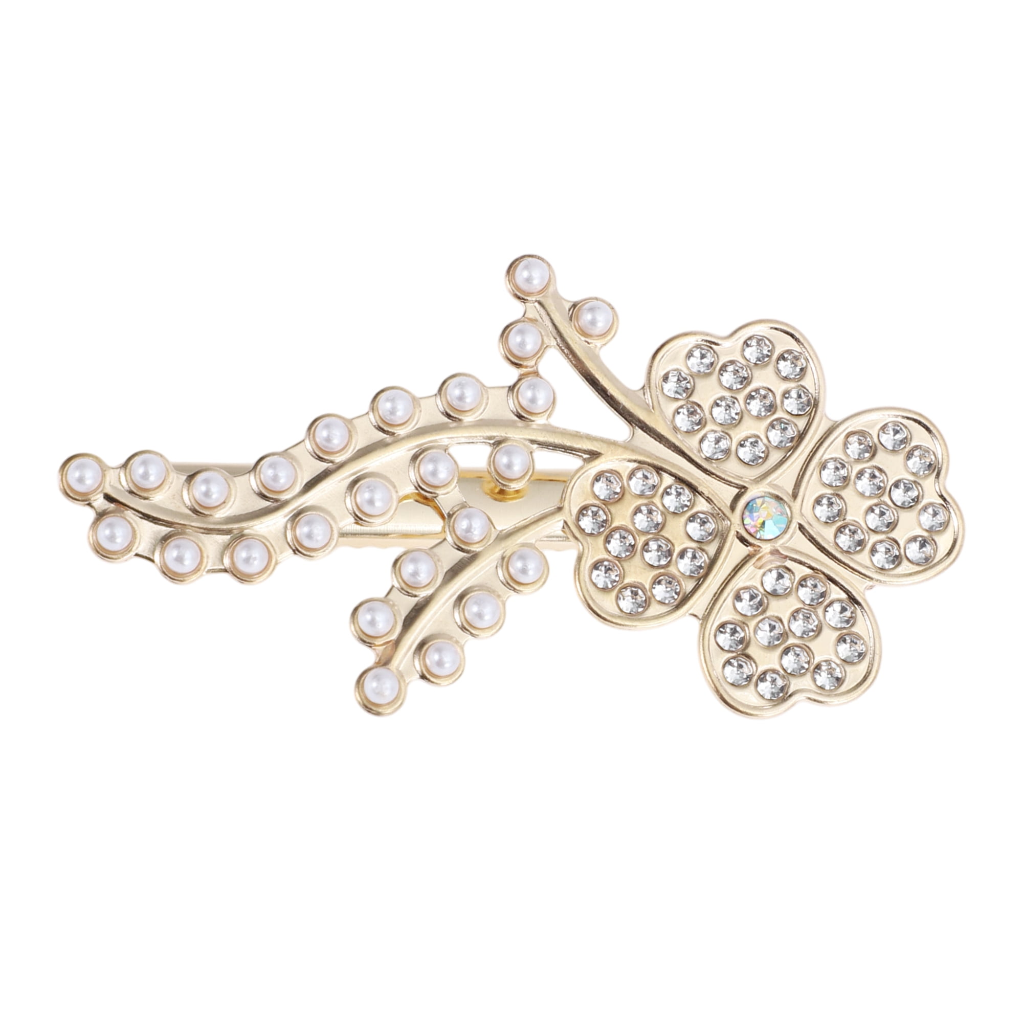 Unique Bargains Four-leaf Clovers Hair Clips Home Use Gold Tone