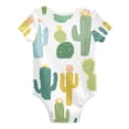thumbnail image 2 of Simple Cactus Cute Pure Cotton Bodysuit Short Sleeve Pajamas One-Piece Romper Unisex 6M, 2 of 6