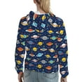 thumbnail image 7 of Picia Planets And Stars Pattern Casual Women's Hoodie, Hooded Sweatshirt with Kangaroo Pocket, Comfortable Pullover with Eye-catching Drawstrings-Large, 7 of 7