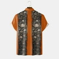 thumbnail image 5 of Mens Halloween Shirt Stylish Cat Skeleton Printed Short Sleeve Button Down Lapel Tops Comfortable Fall Daily Wear Shirts for Men Black L, 5 of 5
