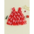 thumbnail image 2 of xiaxaixu Robe Ligne A pour Filles, Robe Sans Manches Père Noël Bonhomme de Neige Imprimé Neige Robe en Tulle Costume de Noël, 2 of 9