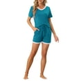 thumbnail image 2 of INSPIRE CHIC Women's Mother's Day Pajama Set Short Sleeve Tops and Shorts Lounge Nightwear with Pockets S Peacoke Blue, 2 of 6