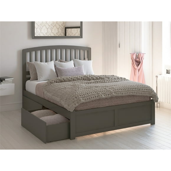 AFI Richmond King Solid Wood Bed with Storage Drawers in Gray