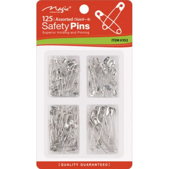 Magic Collection Safety Pins Assorted 125ct