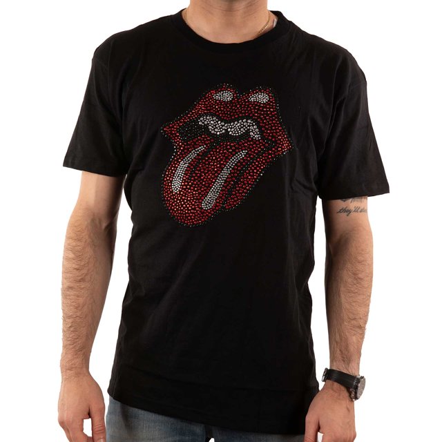 The Rolling Stones - Camiseta Classic Tongue Adornado para Adultos Unisex (Negro)