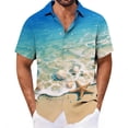 thumbnail image 6 of Ceisia Men's Shallow Beach Starfish Shell Print Short Sleeve Button Down Hawaiian Shirt With Chest Pocket Blue XXXL Gifts, 6 of 6