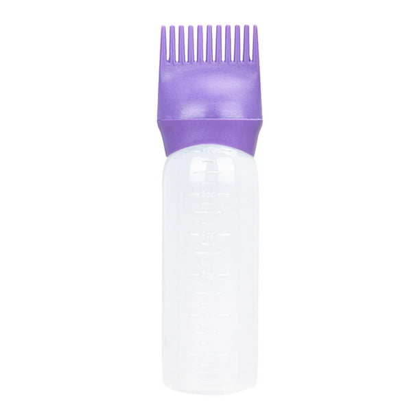 Botella aplicadora con peine de raíces de 120 ml, botella dispensadora para teñir el cabello, fácil de apretar. Púrpura
