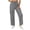 Gray, variant on Women's Summer Casual Linen Drawstring Waist Pants with Pockets, Solid Color Loose Fit