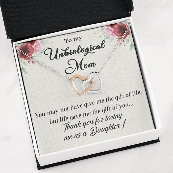 Unbiological Mom Gift Necklace with Meaningful Message Card Inside for Stepmom, Second Mom, Foster Mom, Mother in Law Birthday Gift