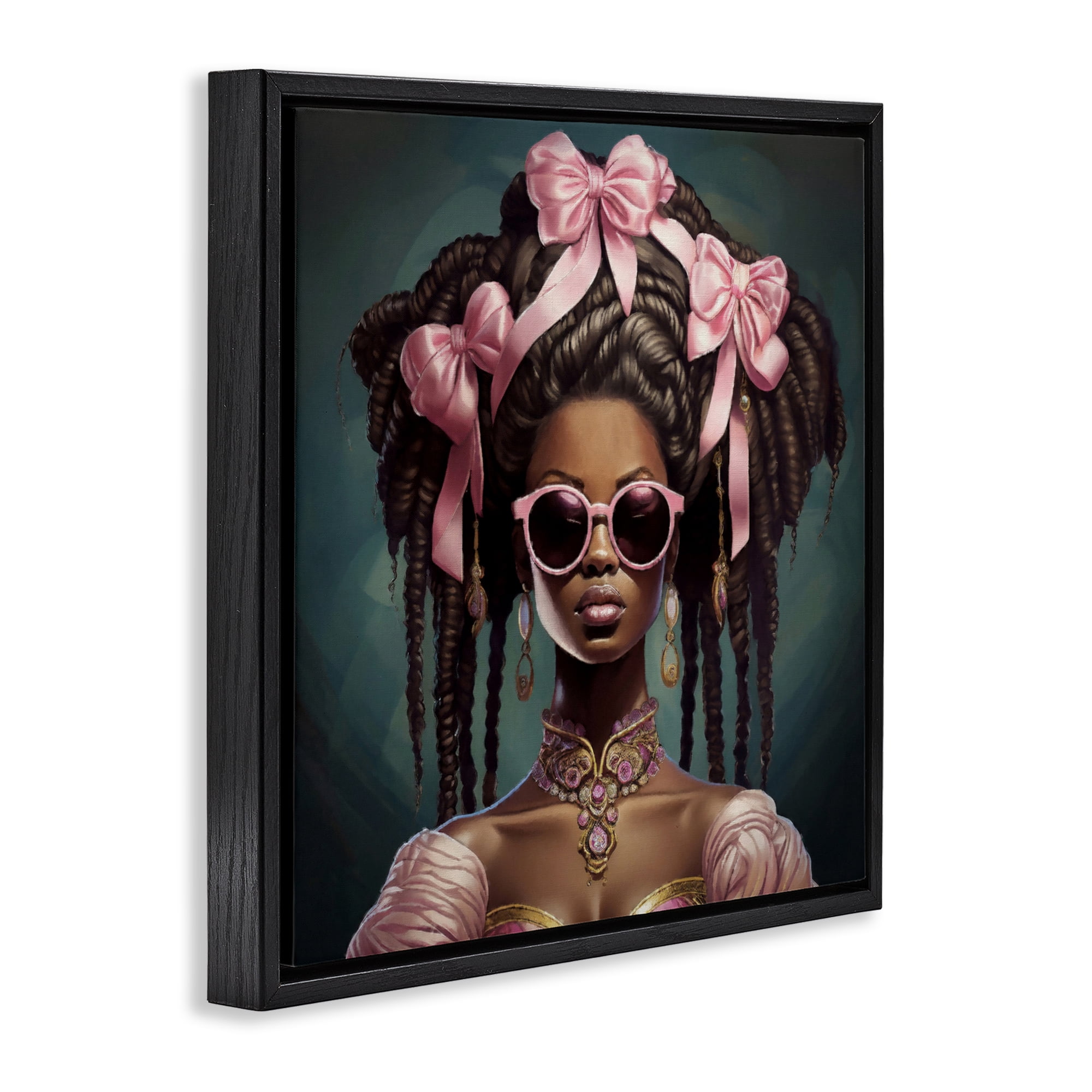 Stupell Industries Rococo Woman With Bows Black Framed Floater Canvas Wall Art, design by Grotto Studios